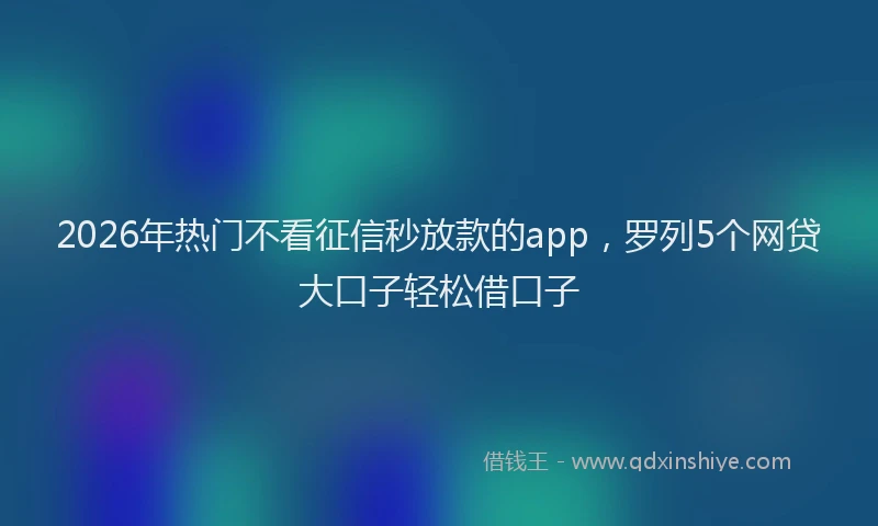 2026年热门不看征信秒放款的app，罗列5个网贷大口子轻松借口子