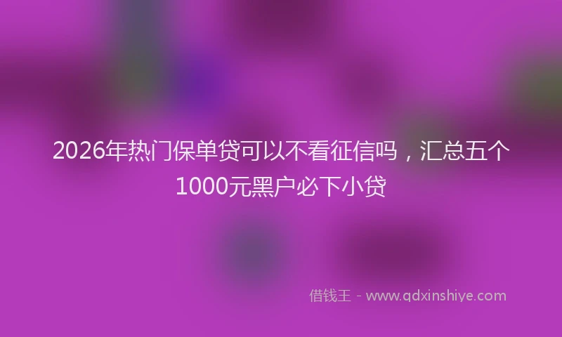2026年热门保单贷可以不看征信吗，汇总五个1000元黑户必下小贷