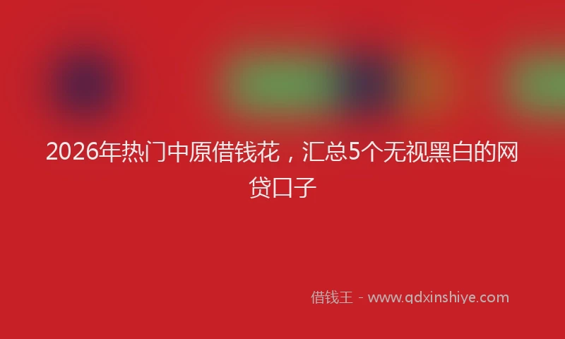 2026年热门中原借钱花，汇总5个无视黑白的网贷口子