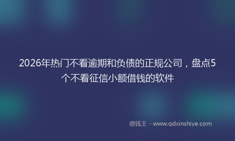 2026年热门不看逾期和负债的正规公司，盘点5个不看征信小额借钱的软件