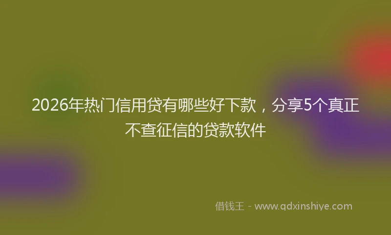 2026年热门信用贷有哪些好下款，分享5个真正不查征信的贷款软件