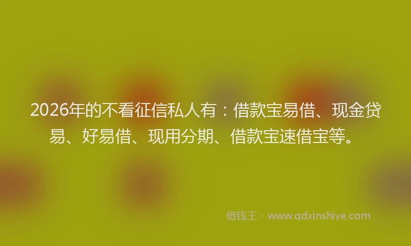 2026年的不看征信私人有：借款宝易借、现金贷易、好易借、现用分期、借款宝速借宝等。
