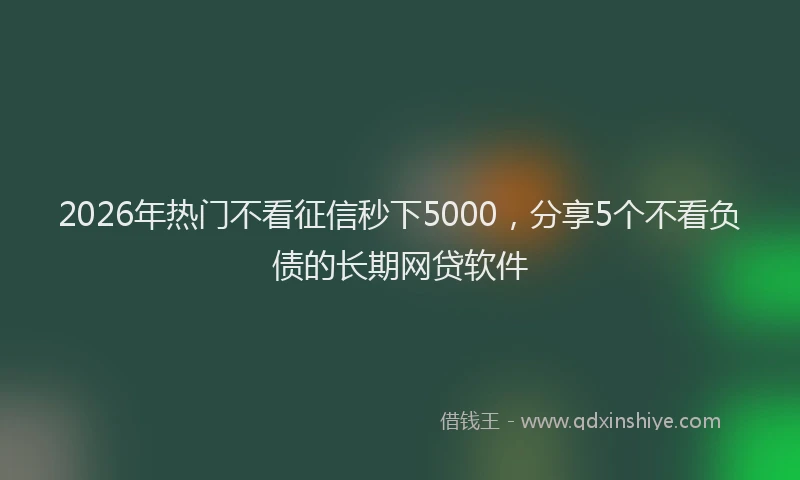 2026年热门不看征信秒下5000，分享5个不看负债的长期网贷软件