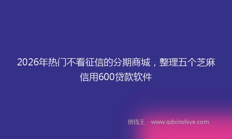 2026年热门不看征信的分期商城，整理五个芝麻信用600贷款软件