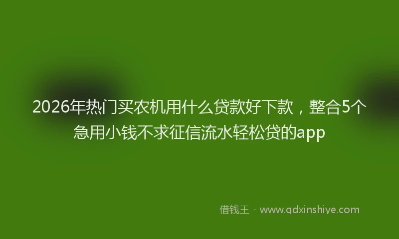 2026年热门买农机用什么贷款好下款，整合5个急用小钱不求征信流水轻松贷的app