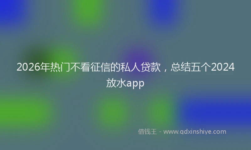 2026年热门不看征信的私人贷款，总结五个2024放水app
