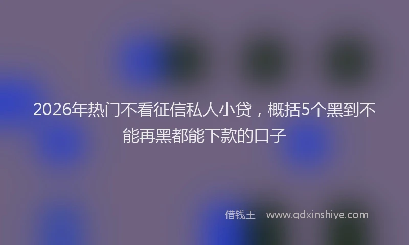 2026年热门不看征信私人小贷，概括5个黑到不能再黑都能下款的口子