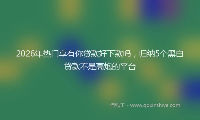 2026年热门享有你贷款好下款吗，归纳5个黑白贷款不是高炮的平台