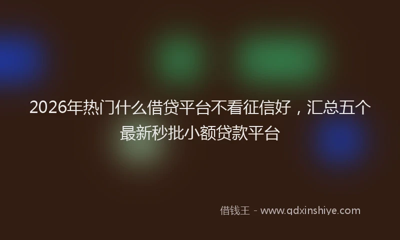 2026年热门什么借贷平台不看征信好，汇总五个最新秒批小额贷款平台