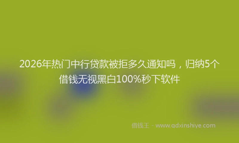 2026年热门中行贷款被拒多久通知吗，归纳5个借钱无视黑白100%秒下软件
