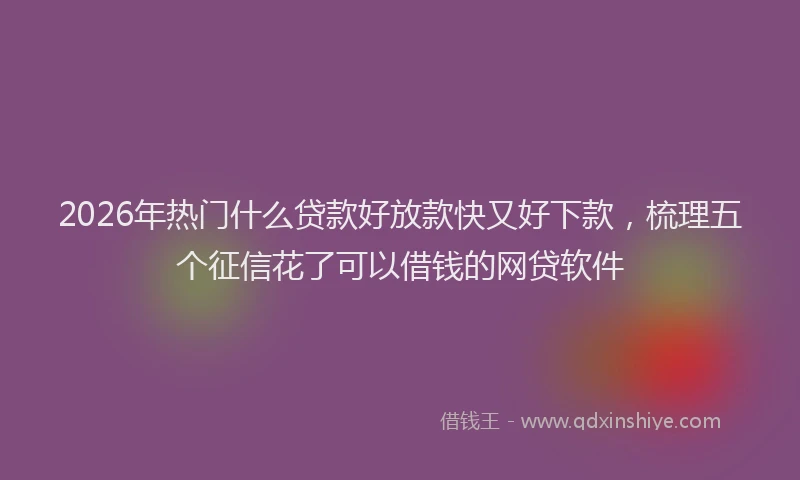 2026年热门什么贷款好放款快又好下款，梳理五个征信花了可以借钱的网贷软件
