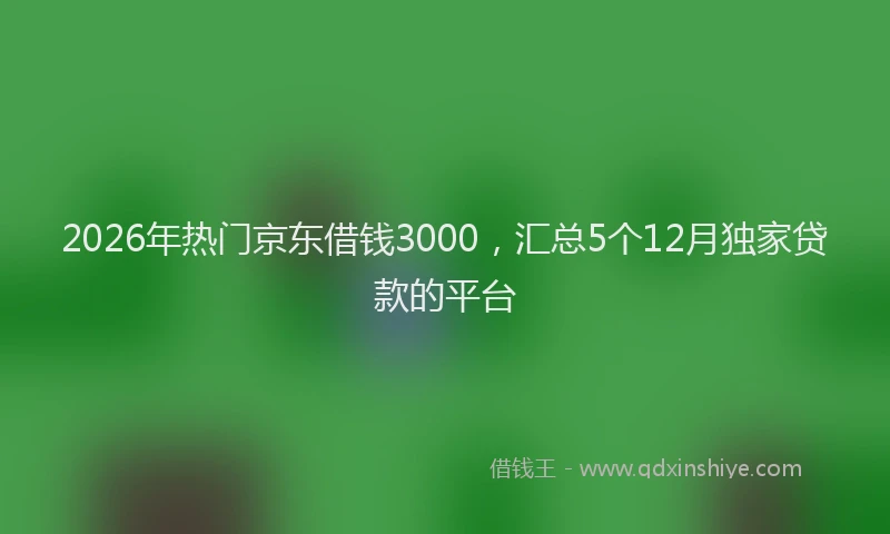 2026年热门京东借钱3000，汇总5个12月独家贷款的平台
