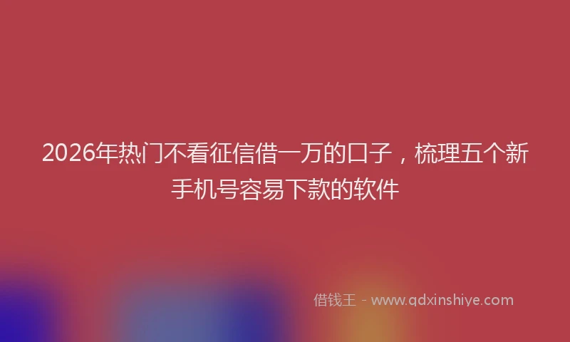 2026年热门不看征信借一万的口子，梳理五个新手机号容易下款的软件