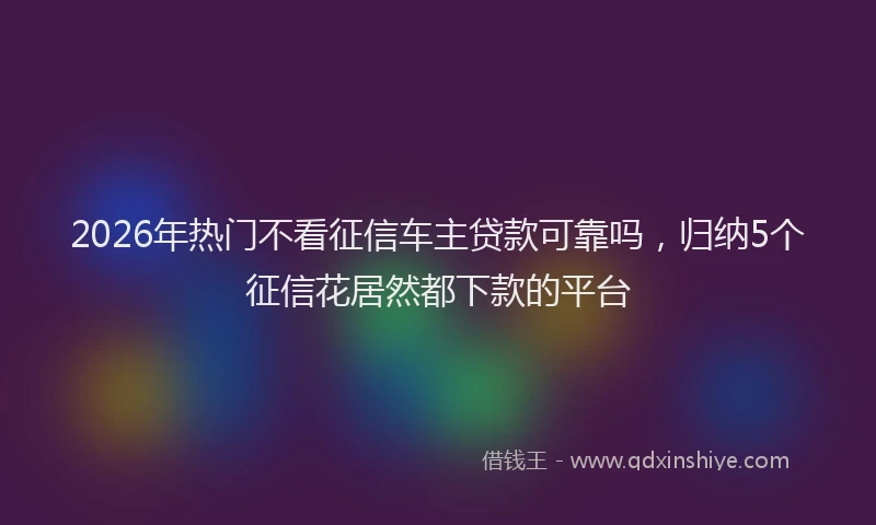 2026年热门不看征信车主贷款可靠吗，归纳5个征信花居然都下款的平台