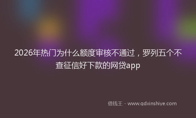 2026年热门为什么额度审核不通过，罗列五个不查征信好下款的网贷app