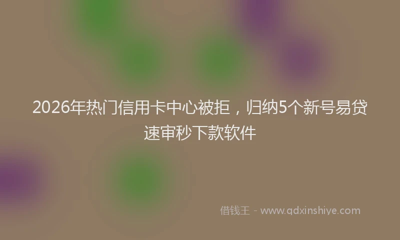 2026年热门信用卡中心被拒，归纳5个新号易贷速审秒下款软件
