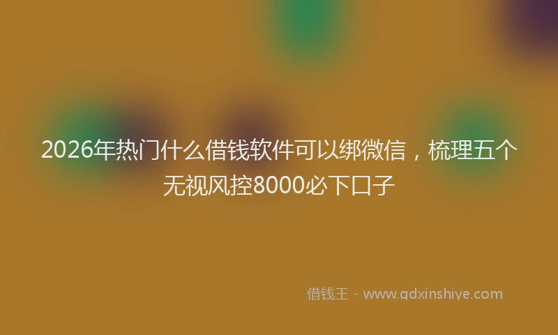 2026年热门什么借钱软件可以绑微信，梳理五个无视风控8000必下口子
