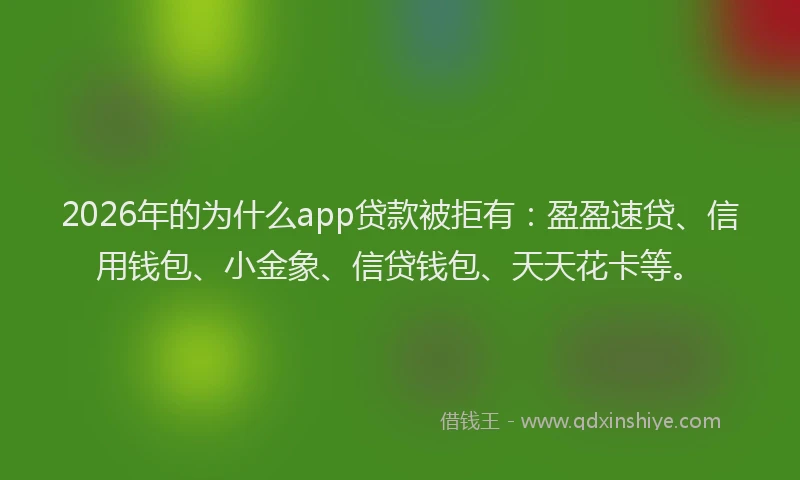 2026年的为什么app贷款被拒有：盈盈速贷、信用钱包、小金象、信贷钱包、天天花卡等。