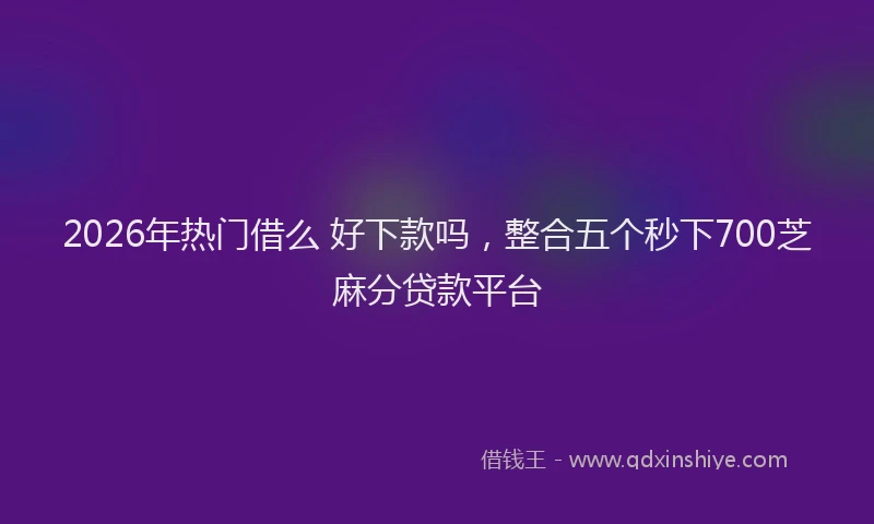 2026年热门借么 好下款吗，整合五个秒下700芝麻分贷款平台