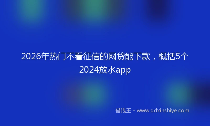 2026年热门不看征信的网贷能下款，概括5个2024放水app