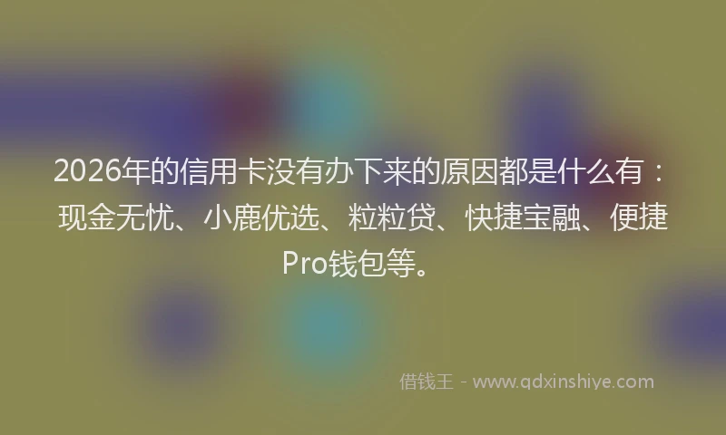 2026年的信用卡没有办下来的原因都是什么有：现金无忧、小鹿优选、粒粒贷、快捷宝融、便捷Pro钱包等。