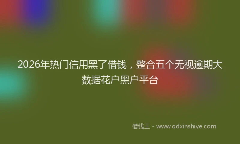 2026年热门信用黑了借钱，整合五个无视逾期大数据花户黑户平台