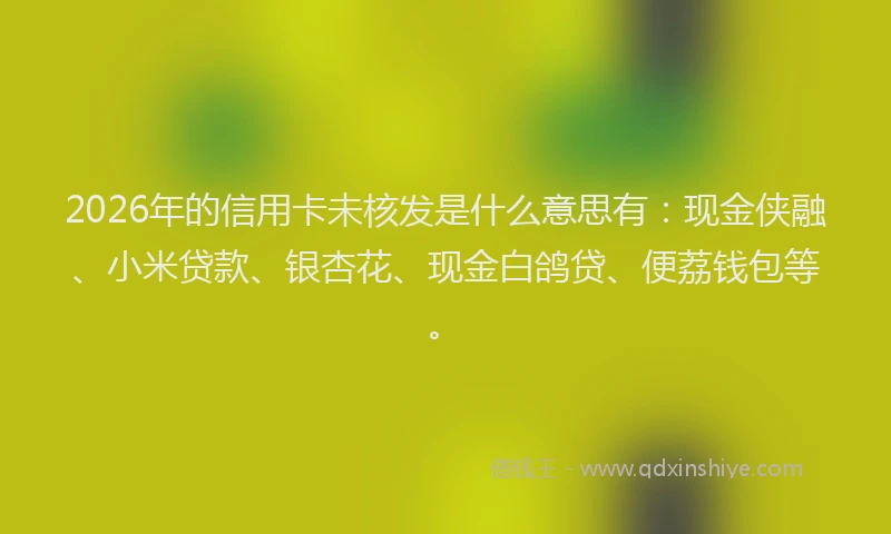 2026年的信用卡未核发是什么意思有：现金侠融、小米贷款、银杏花、现金白鸽贷、便荔钱包等。