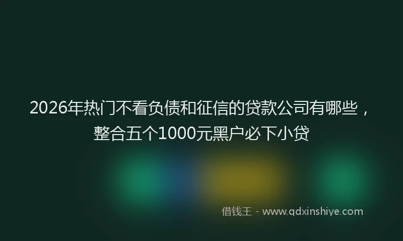 2026年热门不看负债和征信的贷款公司有哪些，整合五个1000元黑户必下小贷