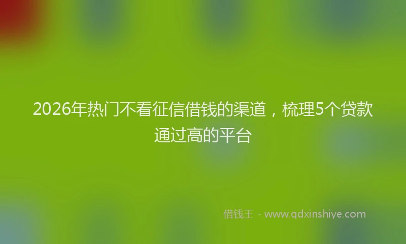 2026年热门不看征信借钱的渠道，梳理5个贷款通过高的平台