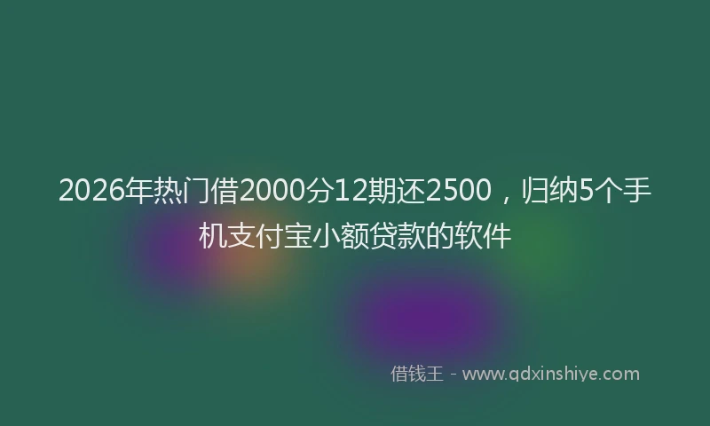 2026年热门借2000分12期还2500，归纳5个手机支付宝小额贷款的软件