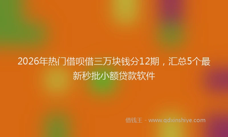 2026年热门借呗借三万块钱分12期，汇总5个最新秒批小额贷款软件