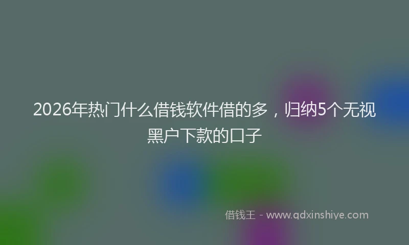 2026年热门什么借钱软件借的多，归纳5个无视黑户下款的口子