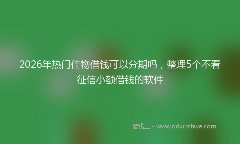 2026年热门佳物借钱可以分期吗，整理5个不看征信小额借钱的软件