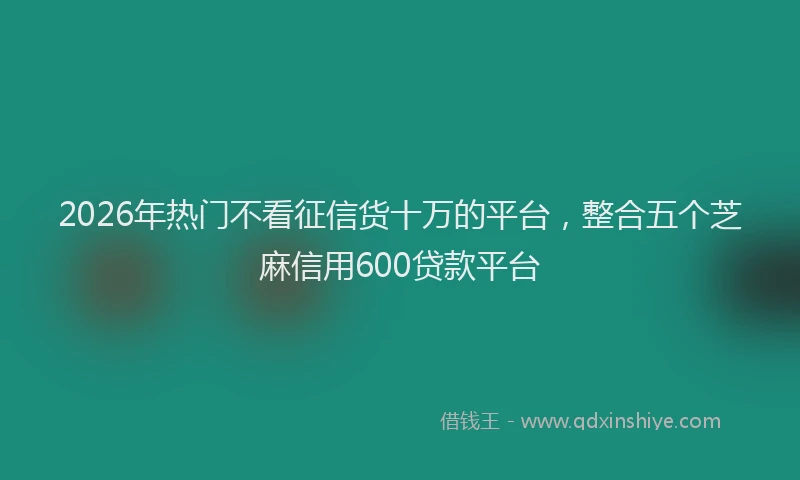 2026年热门不看征信货十万的平台，整合五个芝麻信用600贷款平台