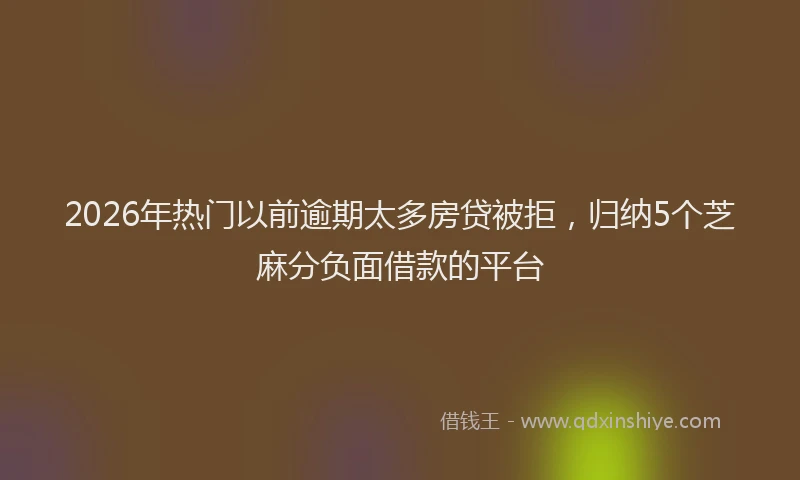2026年热门以前逾期太多房贷被拒，归纳5个芝麻分负面借款的平台