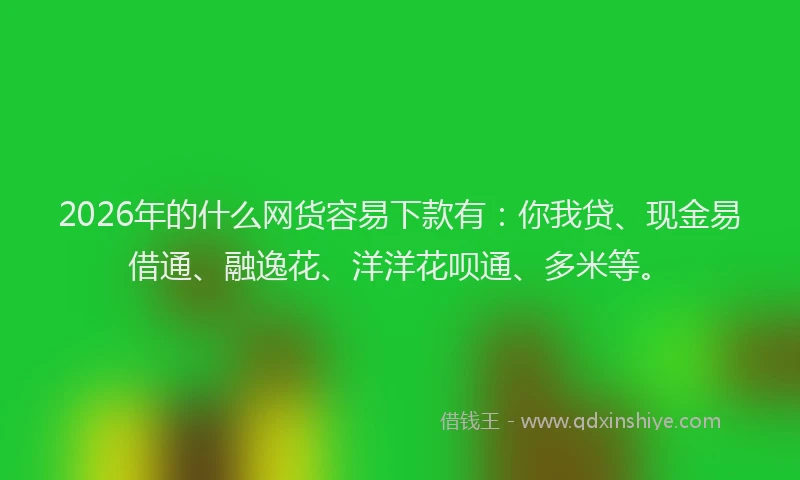 2026年的什么网货容易下款有：你我贷、现金易借通、融逸花、洋洋花呗通、多米等。
