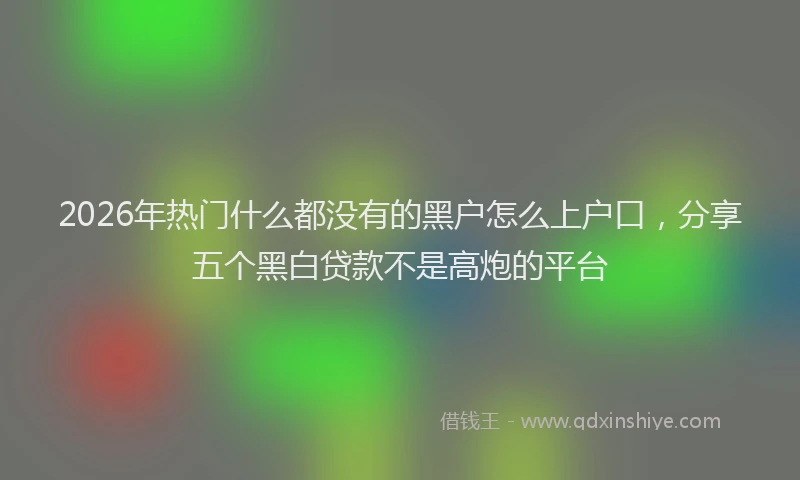 2026年热门什么都没有的黑户怎么上户口，分享五个黑白贷款不是高炮的平台