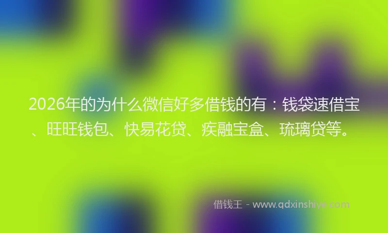 2026年的为什么微信好多借钱的有：钱袋速借宝、旺旺钱包、快易花贷、疾融宝盒、琉璃贷等。