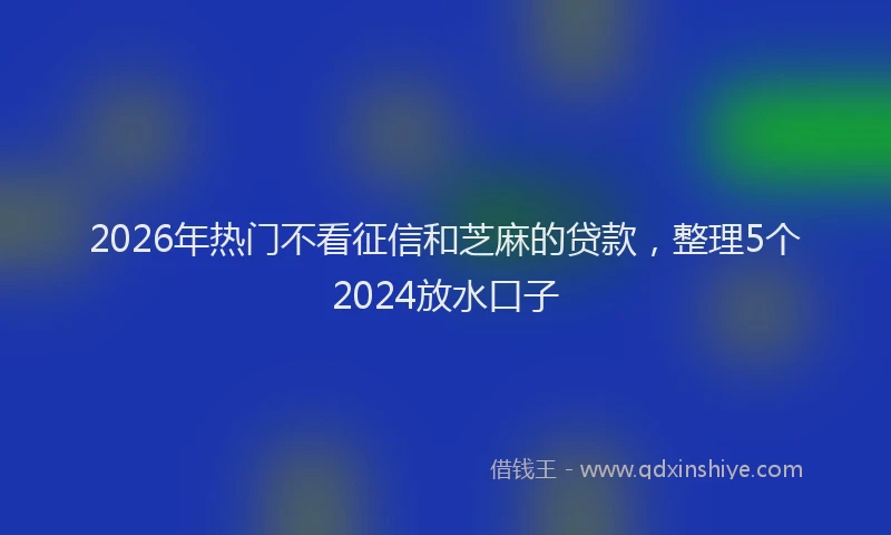 2026年热门不看征信和芝麻的贷款，整理5个2024放水口子