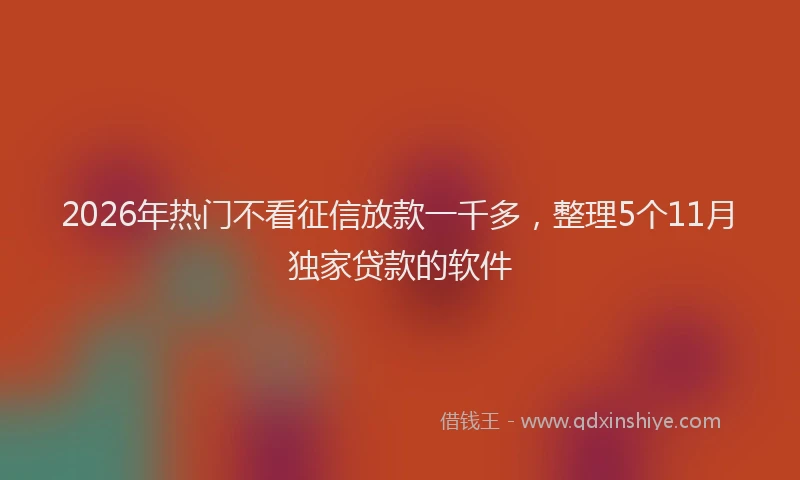 2026年热门不看征信放款一千多，整理5个11月独家贷款的软件