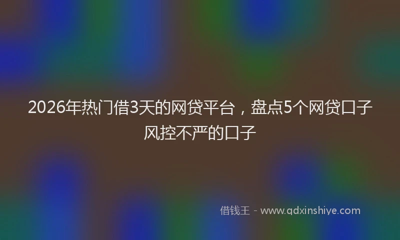 2026年热门借3天的网贷平台，盘点5个网贷口子风控不严的口子
