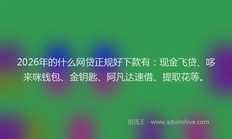 2026年的什么网贷正规好下款有：现金飞贷、哆来咪钱包、金钥匙、阿凡达速借、提取花等。