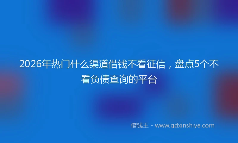 2026年热门什么渠道借钱不看征信，盘点5个不看负债查询的平台