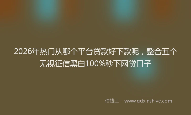 2026年热门从哪个平台贷款好下款呢，整合五个无视征信黑白100%秒下网贷口子