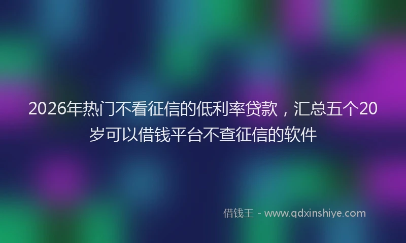 2026年热门不看征信的低利率贷款，汇总五个20岁可以借钱平台不查征信的软件