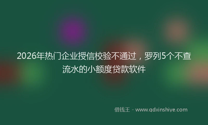 2026年热门企业授信校验不通过，罗列5个不查流水的小额度贷款软件