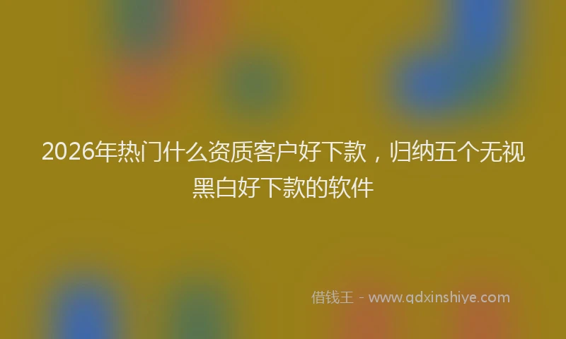 2026年热门什么资质客户好下款，归纳五个无视黑白好下款的软件
