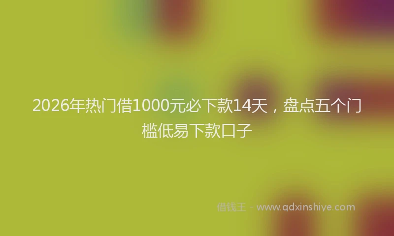 2026年热门借1000元必下款14天，盘点五个门槛低易下款口子