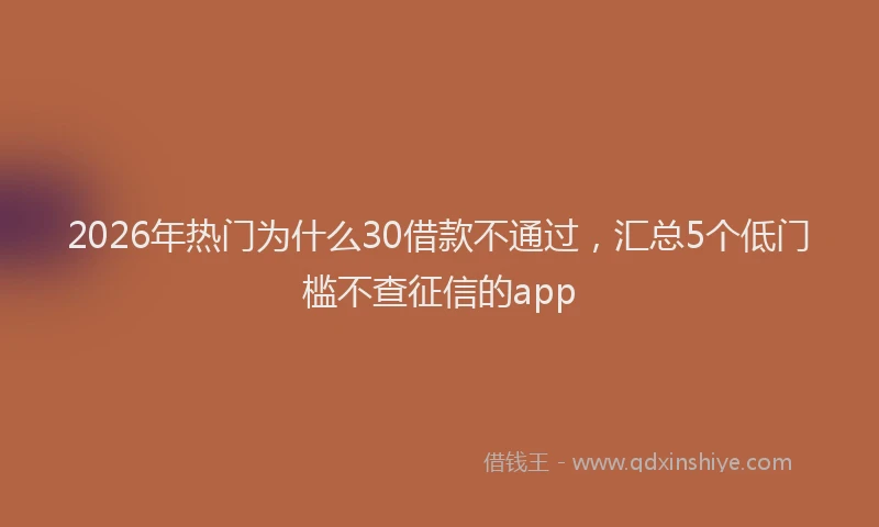 2026年热门为什么30借款不通过，汇总5个低门槛不查征信的app
