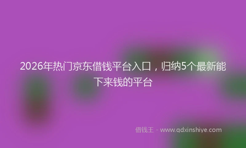 2026年热门京东借钱平台入口，归纳5个最新能下来钱的平台